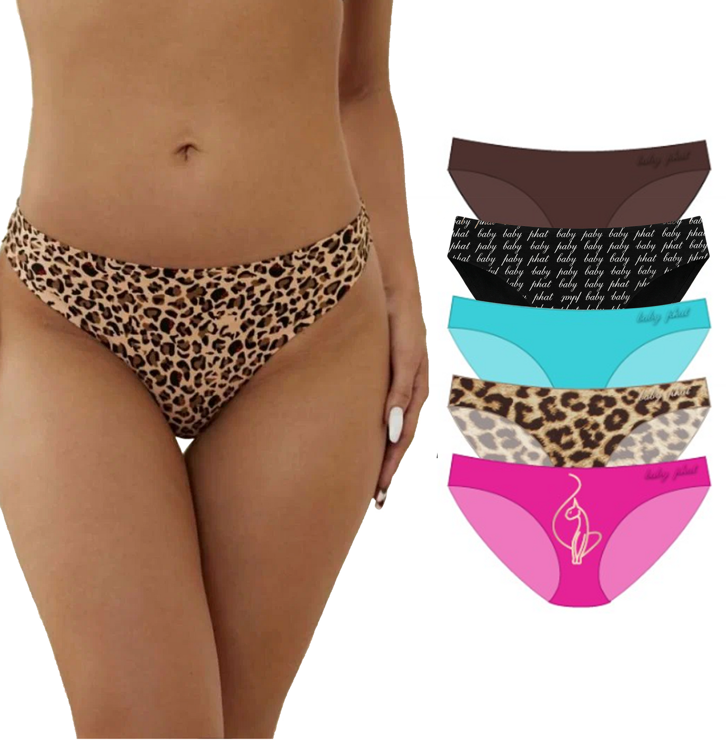 Baby Phat Women's Panties Seamless Scuba Bikini 5 Pack