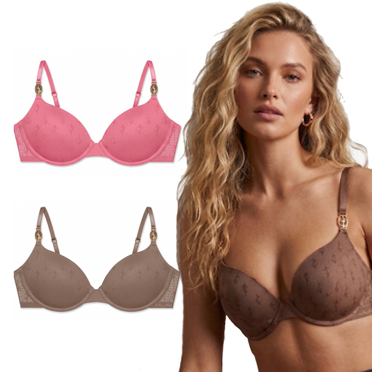 Baby Phat Wire-Free Demi Push-Up Bras  2-Pack  | Salmon & Coffee