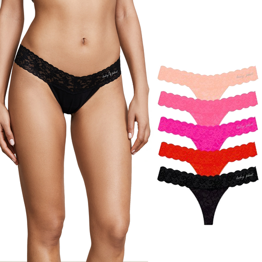 Baby Phat Women's Panties Lace Thong Glitter Logo 5 Pack